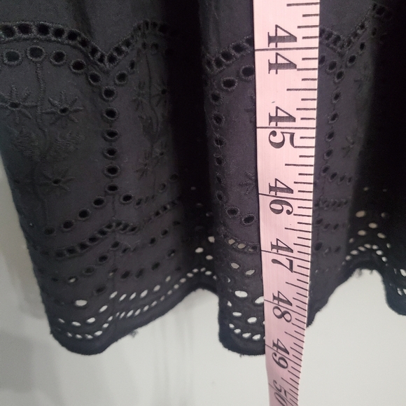 American Eagle Eyelet Tiered Smocked Lined Midi Dress Black Cottagecore NWOT M - Picture 13 of 16